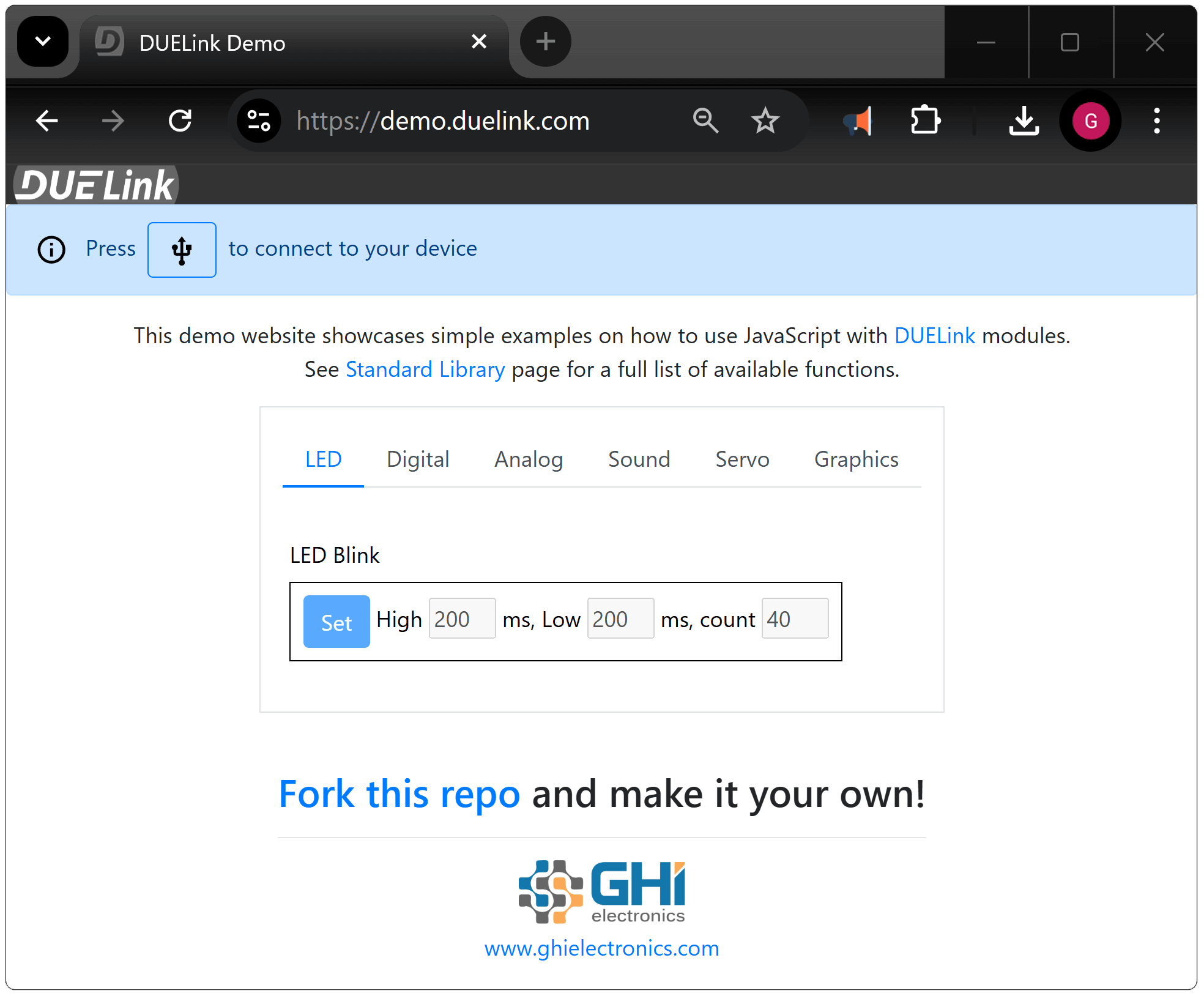 DUELink Demo Site