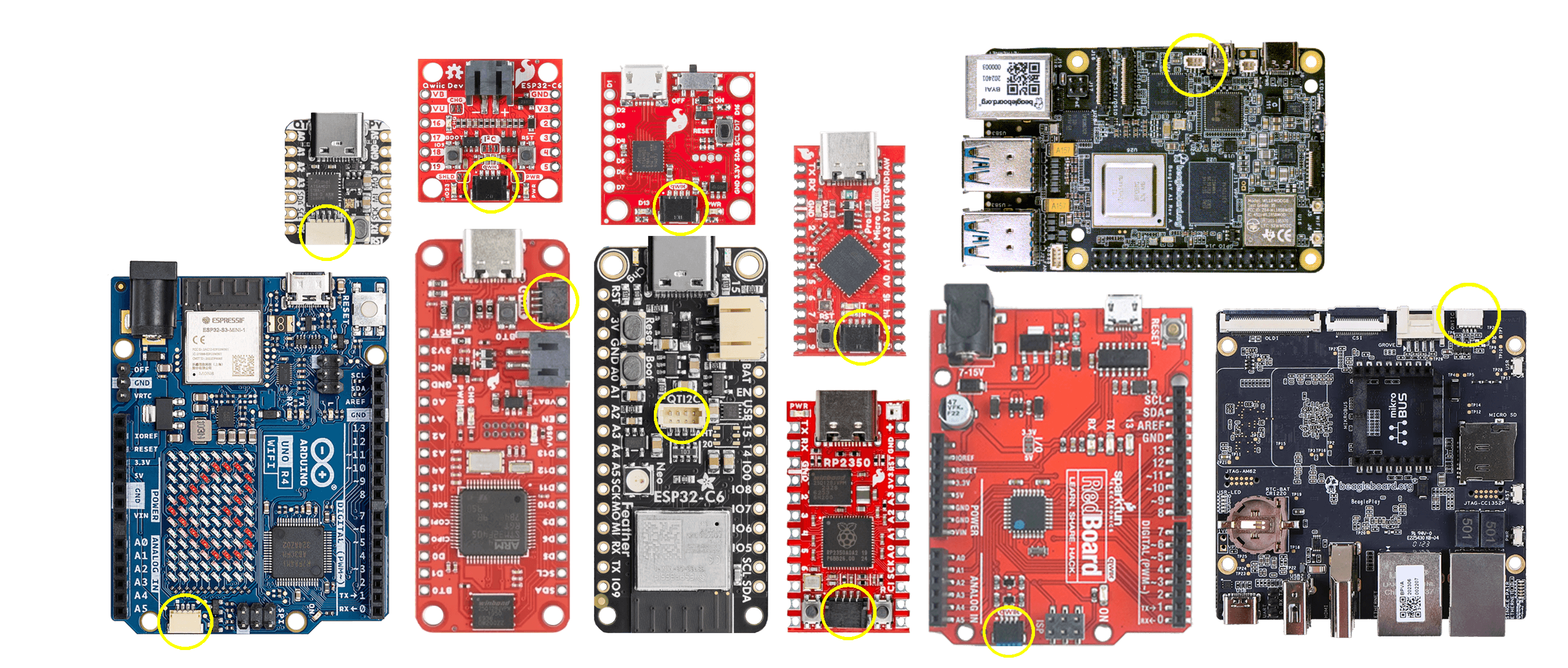 Boards with compatible JST connectors
